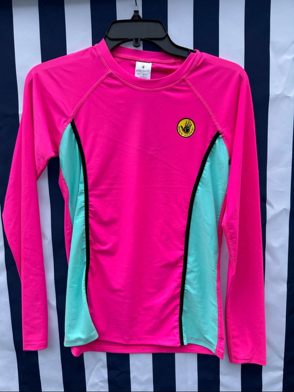 Body Glove Pink and Aqua Long Sleeve Swim Coverup Rashguard UPF 50